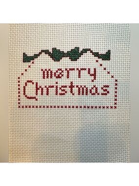 Merry Christmas counted, cross-stitch, Hand Completed, Cross Stitch panel